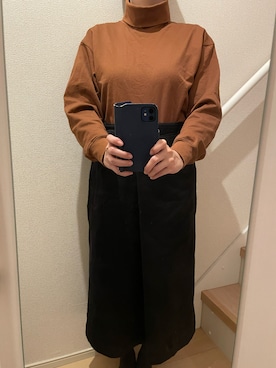 「UNIQLO（ユニクロ）のタートルネックT（長袖）（Tシャツ/カットソー）」を使った、mi_hoさん（レディース・157cm）の秋コーディネート