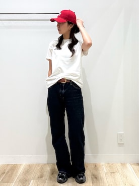 「URBAN RESEARCH DOORS（アーバンリサーチドアーズ）のアイテム（キャップ、レッド系）」を使った、MIKUさん（レディース・168cm）の春コーディネート
