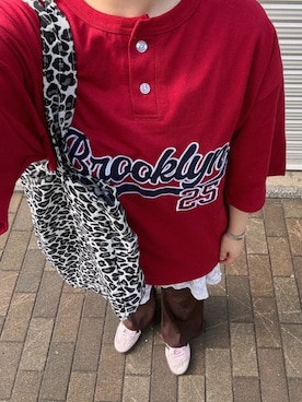 「しまむら（シマムラ）のアイテム（パンツ、ブラウン系）」を使った、neinen54さん（レディース・154cm）の夏コーディネート