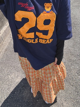 「Avail（アベイル）のアイテム（Tシャツ/カットソー、ブルー系）」を使った、neinen54さん（レディース・154cm）の夏コーディネート