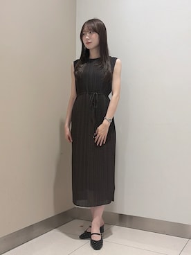 「UNTITLED（アンタイトル）の【華やか/シアー感】ドットジャガードワンピース（ワンピース、ブラウン系）」を使った、mico7utさん（レディース）の夏コーディネート
