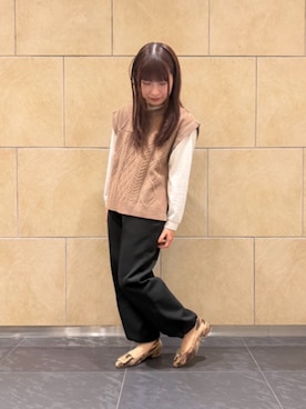 「Launa lea（ラウナレア）の【26秋冬】クラシカルフラップスクエアトゥパンプス(0642,0642A)（Pumps、ブラウン系）」を使った、Lana leaさん（レディース・161cm）の秋コーディネート