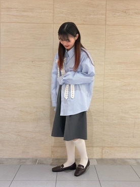 「Launa lea（ラウナレア）の【26秋冬】【レイン対応】スクエアトゥソフトレインビットローファー(R9457)（Rain shoes、ブラウン系）」を使った、Lana leaさん（レディース・161cm）の秋コーディネート