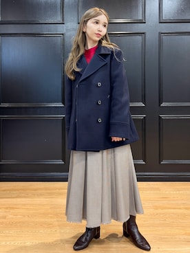 「アイテム（ピーコート、ブルー系）」を使った、natsukiさん（レディース・160cm）の秋コーディネート