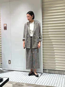 「NANO universe（ナノユニバース）のSUMMER VEIL KNIT 総針ノースリーブニット（ニット/セーター、ホワイト系）」を使った、nanoyanagidaさん（レディース・169cm）の春コーディネート