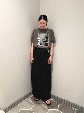 「GOOD ROCK SPEED（グッドロックスピード）のGOOD ROCK SPEED/LIFE Big Tshirts Charcoal（Tシャツ/カットソー、グレー系）」を使った、nanoyanagidaさん（レディース・169cm）の春コーディネート