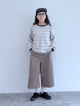 「アイテム（ソックス/靴下、ベージュ系）」を使った、おやぶさん（レディース・157cm）の秋コーディネート