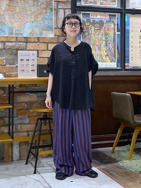 「niko and...（ニコアンド）のウェリントン調光サングラス（その他小物、その他）」を使った、おやぶさん（レディース・157cm）の夏コーディネート