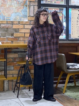 「niko and...（ニコアンド）のギャザーローファー（ローファー、ブラック系）」を使った、おやぶさん（レディース・157cm）の秋コーディネート
