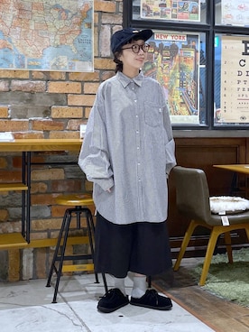 「UNIVERSAL OVERALL（ユニバーサルオーバーオール）のアイテム」を使った、おやぶさん（レディース・157cm）の秋コーディネート