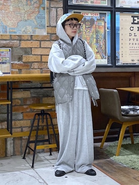 「niko and...（ニコアンド）のカシミヤ混BASICTシャツ（Tシャツ/カットソー、ホワイト系）」を使った、おやぶさん（レディース・157cm）の秋コーディネート