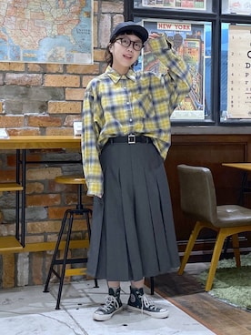 「UNIVERSAL OVERALL（ユニバーサルオーバーオール）のアイテム（帽子）」を使った、おやぶさん（レディース・157cm）の秋コーディネート