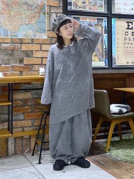 「niko and...（ニコアンド）のシティスケープアソートロンT（Tシャツ/カットソー、その他）」を使った、おやぶさん（レディース・157cm）の秋コーディネート