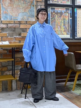 「niko and...（ニコアンド）のアイテム（トートバッグ）」を使った、おやぶさん（レディース・157cm）の秋コーディネート