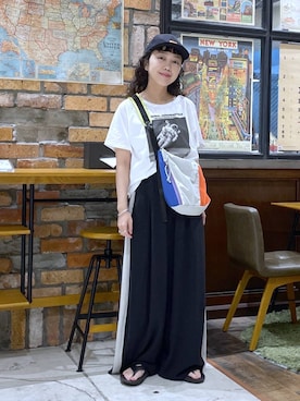 「UNIVERSAL OVERALL（ユニバーサルオーバーオール）のアイテム」を使った、おやぶさん（レディース・157cm）の夏コーディネート