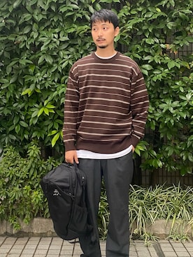 「アイテム（バックパック/リュック）」を使った、新田さん（メンズ・182cm）の秋コーディネート