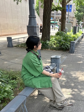 「CHAPS（チャップス）のアイテム（トップス）」を使った、太郎丸さん（レディース・154cm）の夏コーディネート