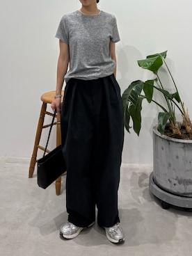 「select MOCA（セレクトモカ）のベーシックパイルTシャツ（Tシャツ/カットソー、グレー系）」を使った、rreinaさん（レディース・154cm）の夏コーディネート