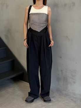 「select MOCA（セレクトモカ）のシンプルノースリーブサマーニット（ニット/セーター、ベージュ系）」を使った、rreinaさん（レディース・154cm）の夏コーディネート