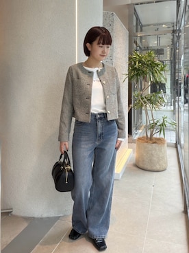 「NATURAL BEAUTY BASIC（ナチュラルビューティーベーシック）の＜CanCam.jp掲載＞ツイード SETUP ブルゾン（ブルゾン、ブラック系）」を使った、Honokaさん（レディース・164cm）の秋コーディネート