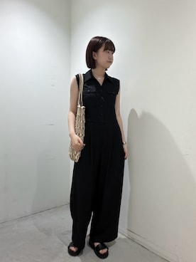 「N.（N. Natural Beauty Basic）（エヌエヌナチュラルビューティーベーシック）のダブルポケットジャンプスーツ（つなぎ/オールインワン、ブラック系）」を使った、Honokaさん（レディース・164cm）の夏コーディネート