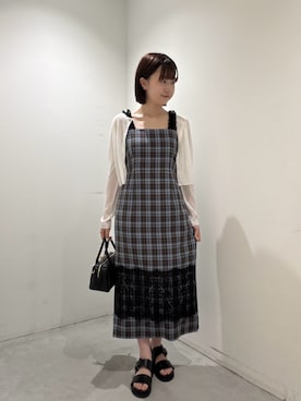 「NATURAL BEAUTY BASIC（ナチュラルビューティーベーシック）のシアーリブカーディガン（カーディガン/ボレロ、ホワイト系）」を使った、Honokaさん（レディース・164cm）の夏コーディネート