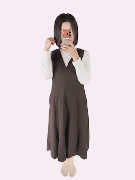 「アイテム（ジャンパースカート）」を使った、naono666さん（レディース・162cm）の秋コーディネート