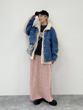 「アイテム（デニムジャケット）」を使った、nozomi2lepsimさん（レディース・158cm・30代）の冬コーディネート