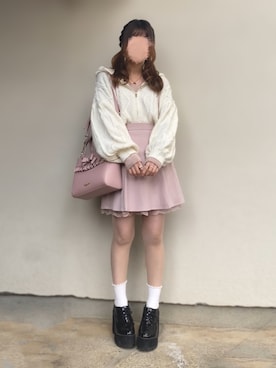 「アイテム（スカート、ピンク系）」を使った、🐰ㅤメ ｲ ﾒ ｲㅤ🐰さん（レディース・153cm）の春コーディネート