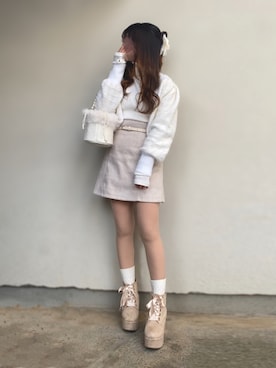 「ハイウエスト」｜「アイテム（Tシャツ/カットソー）」を使った、🐰ㅤメ ｲ ﾒ ｲㅤ🐰さん（レディース・154cm）の冬コーディネート