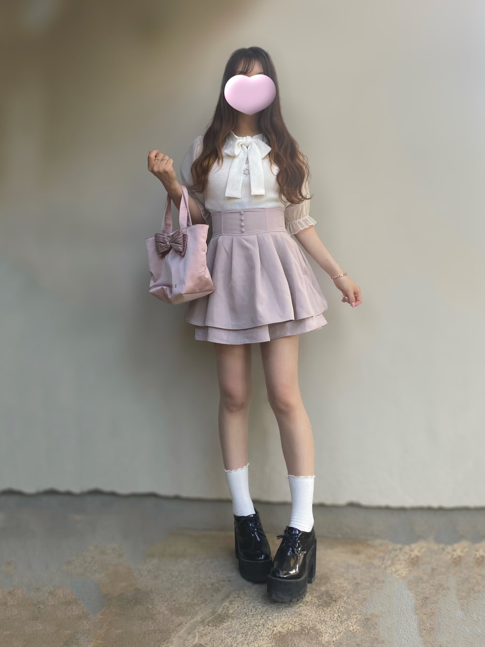 evelynシアーフリルリボンニット ピンク 🐰ㅤメ ｲ ﾒ ｲㅤ🐰｜evelyn