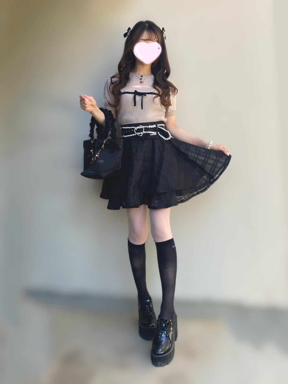 pium バイカラーリボンニットセット ブラック バイカラーリボンニットセット – pium