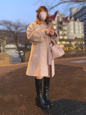 「Heather（ヘザー）のアイテム（ステンカラーコート）」を使った、🐰ㅤメ ｲ ﾒ ｲㅤ🐰さん（レディース・153cm）の冬コーディネート