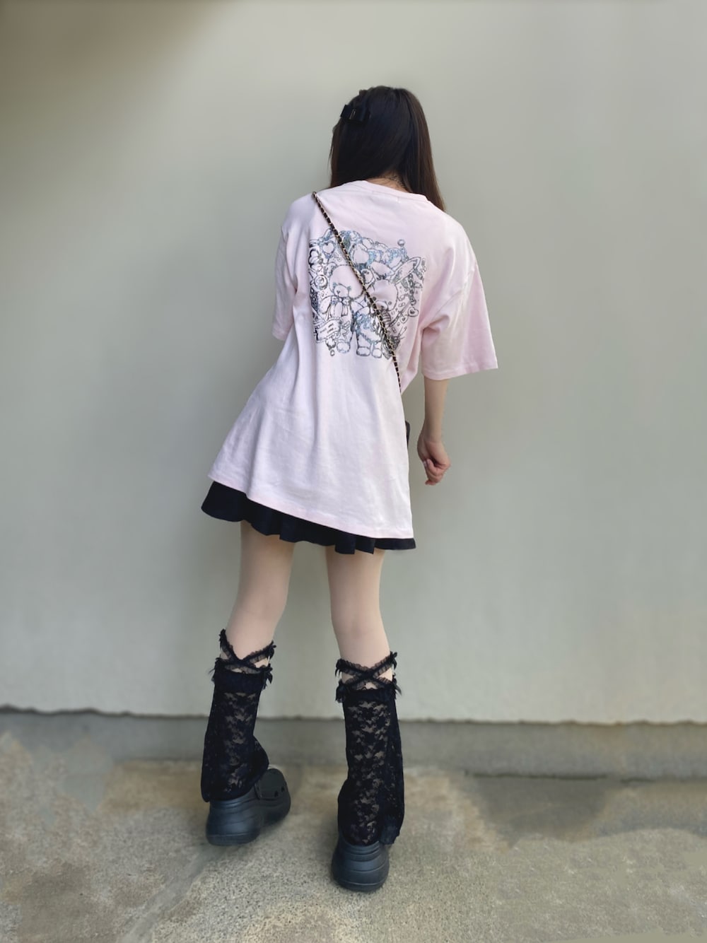 pium teddy friends オーバーサイズロングTシャツ 地雷 ピンク pium teddy friends オーバーサイズロングTシャツ 地雷 ピンク 🐰ㅤメ