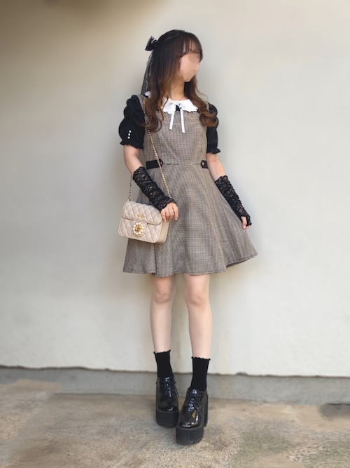 evelyn チェックプリーツOP ワンピース 千鳥 evelyn チェックプリーツOP ワンピース 千鳥