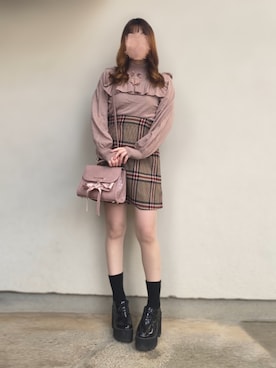 「くすみピンク」｜「アイテム（アクセサリー）」を使った、🐰ㅤメ ｲ ﾒ ｲㅤ🐰さん（レディース・153cm）の冬コーディネート