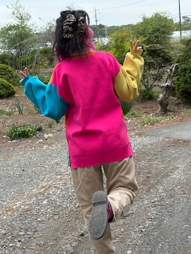 「しまむら（シマムラ）のアイテム（パンツ）」を使った、🐸🐸たつきてぃー🧸さん（レディース・163cm）の春コーディネート