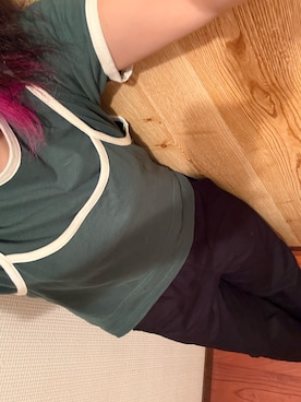「ehka sopo（エヘカソポ）のキャミ&Tシャツセット（Tシャツ/カットソー、グリーン系）」を使った、🐸🐸たつきてぃー🧸さん（レディース・162cm）の春コーディネート