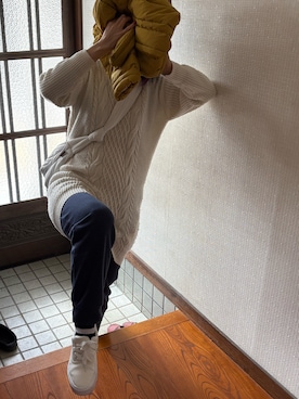 「DISCOAT（ディスコート）のボンディングメッセンジャーバッグ（メッセンジャーバッグ、ホワイト系）」を使った、🐸🐸たつきてぃー🧸さん（レディース・163cm）の春コーディネート