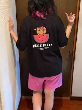 「Avail（アベイル）のアイテム（Tシャツ/カットソー、ブラック系）」を使った、🐸🐸たつきてぃー🧸さん（レディース・162cm）の夏コーディネート