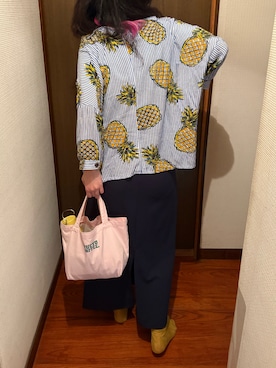 「ELRODEOのアイテム（シャツ/ブラウス、ブルー系）」を使った、🐸🐸たつきてぃー🧸さん（レディース・162cm）の夏コーディネート