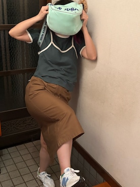 「UNIQLO（ユニクロ）のアイテム（スカート、グリーン系）」を使った、🐸🐸たつきてぃー🧸さん（レディース・162cm）の夏コーディネート