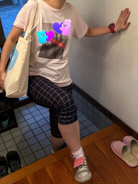 「アイテム（アナログ腕時計、レッド系）」を使った、🐸🐸たつきてぃー🧸さん（レディース・163cm）の秋コーディネート