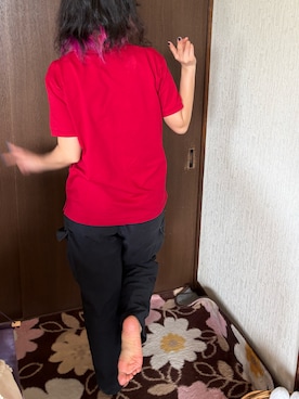 「UNIQLO（ユニクロ）のMEN ドライカノコポロシャツ（半袖）（ポロシャツ、レッド系）」を使った、🐸🐸たつきてぃー🧸さん（レディース・162cm）の春コーディネート