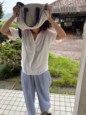 「NEW BALANCE（ニューバランス）のニューバランス New Balance 327_（スニーカー、ホワイト系）」を使った、🐸🐸たつきてぃー🧸さん（レディース・162cm）の夏コーディネート