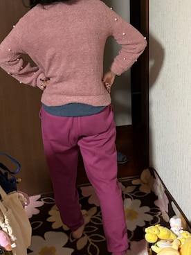 「THE NORTH FACE（ザノースフェイス）のアイテム（スウェットパンツ、レッド系）」を使った、🐸🐸たつきてぃー🧸さん（レディース・163cm）の春コーディネート