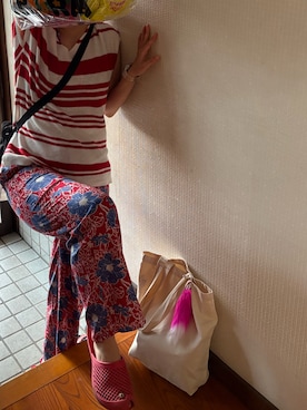 「アイテム（トートバッグ）」を使った、🐸🐸たつきてぃー🧸さん（レディース・162cm・30代）の夏コーディネート