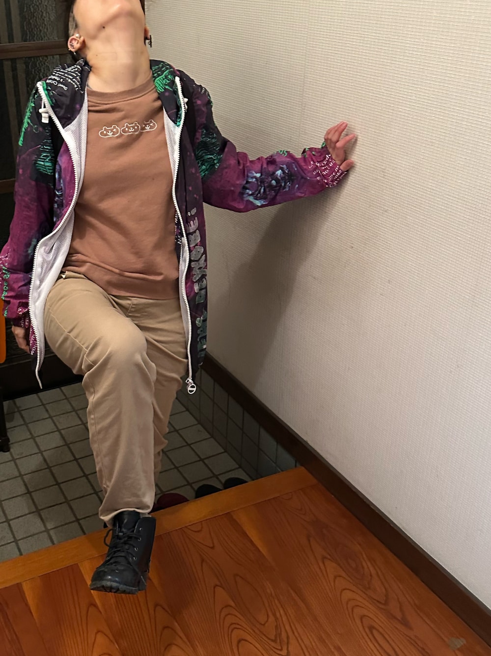 りんごママ　ディーゼル　16Y（160〜）総ロゴ　ナイロンパーカー りんごママ ディーゼル 16Y（160〜）総ロゴ ナイロンパーカー