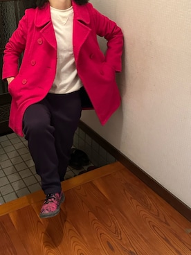 「アイテム（ピーコート、ピンク系）」を使った、🐸🐸たつきてぃー🧸さん（レディース・163cm）の冬コーディネート