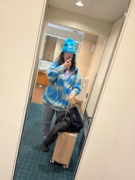 「アイテム（スーツケース/キャリーバッグ）」を使った、🐸🐸たつきてぃー🧸さん（レディース・162cm）の秋コーディネート